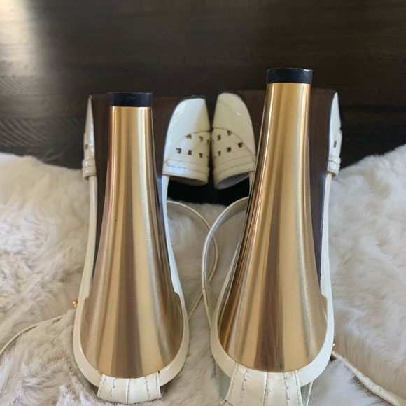 Stuart Weitzman women’s shoes NWOT 5” heel 1” Platform white with gold heel - Picture 3 of 6